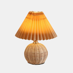 Noordse Rattan Geplooide Stoffen LED Tafellamp USB-Aangedreven Zacht Sfeerverlichting-Table Lamps-DeWoonVallei-Warm Licht (Vaste helderheid)-Koffie-DeWoonVallei