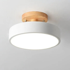 Noordse Ronde LED Plafondlamp met Natuurlijke Houten Accent-Semi-Flush Mount Lighting-DeWoonVallei-DeWoonVallei
