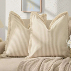 Nordic Gestreepte Katoenen Kussenhoes Zachte Textuur voor Gezellig Wonen-Cushions-DeWoonVallei-DeWoonVallei