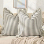 Nordic Gestreepte Katoenen Kussenhoes Zachte Textuur voor Gezellig Wonen-Cushions-DeWoonVallei-DeWoonVallei