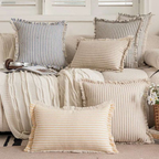 Nordic Gestreepte Katoenen Kussenhoes Zachte Textuur voor Gezellig Wonen-Cushions-DeWoonVallei-DeWoonVallei