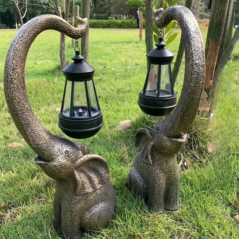 Olifant Tuinlamp op Zonne-energie – Decoratief Beeld met Lantaarn voor Sfeervolle Buitenverlichting-Lamp-DeWoonVallei-DeWoonVallei