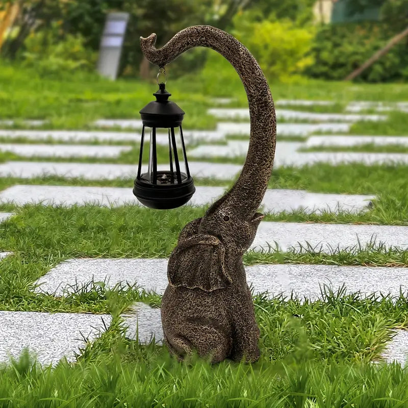 Olifant Tuinlamp op Zonne-energie – Decoratief Beeld met Lantaarn voor Sfeervolle Buitenverlichting-Lamp-DeWoonVallei-DeWoonVallei