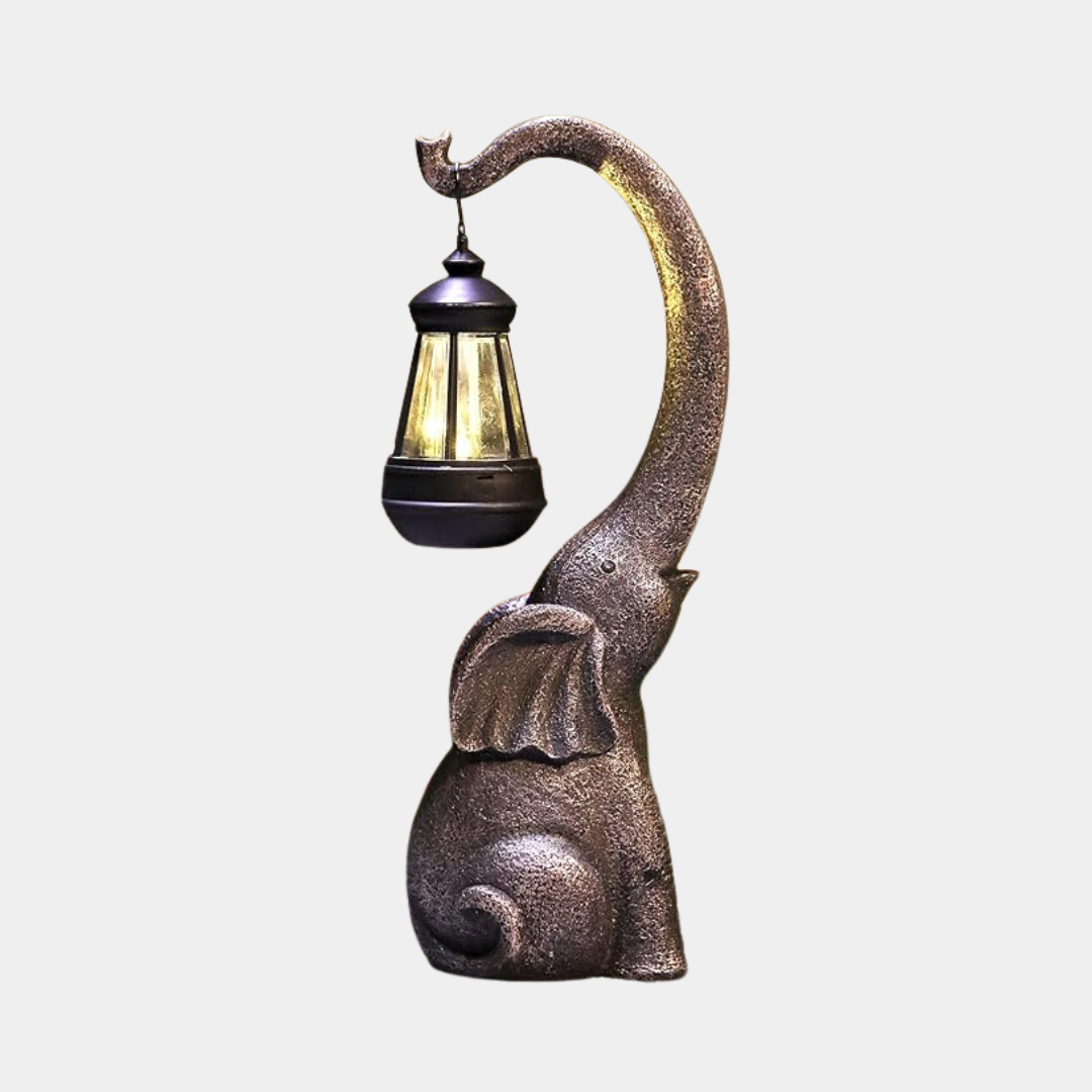 Olifant Tuinlamp op Zonne-energie – Decoratief Beeld met Lantaarn voor Sfeervolle Buitenverlichting-Lamp-DeWoonVallei-DeWoonVallei