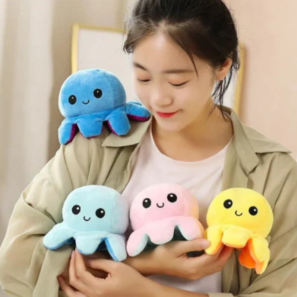 Omkeerbare Mini Octopus Knuffel Speelgoed Zacht Stemmingsveranderend Knuffeldier voor Kinderen en Volwassenen-Toys-DeWoonVallei-DeWoonVallei