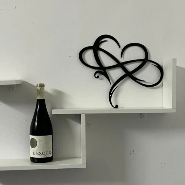 Oneindig Hart Wanddecoratie Elegante Handgemaakte Metaaldecoratie voor Eeuwige Liefde-Decoration-DeWoonVallei-Zwart-20 cm x 25 cm-DeWoonVallei