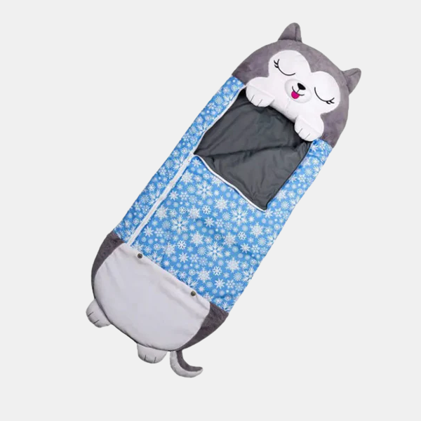 Opvouwbare Kinder Slaapzak Met Dierenvorm Zacht Comfort-Kids Bed-DeWoonVallei-Husky-135x50 cm-DeWoonVallei