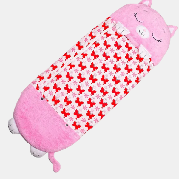 Opvouwbare Kinder Slaapzak Met Dierenvorm Zacht Comfort-Kids Bed-DeWoonVallei-Kat-135x50 cm-DeWoonVallei