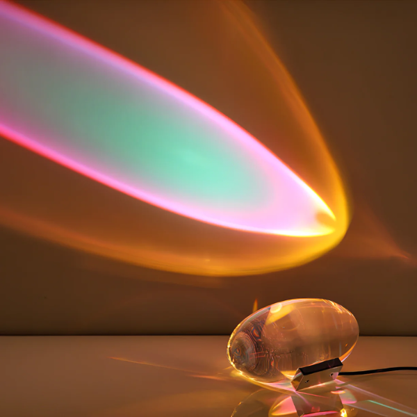 Ovale Kristallen Tafellamp Sfeervol LED-licht voor Rustige en Elegante Ruimtes-Table lamp-DeWoonVallei-Dia 16 cm x H 8 cm-Blauw-Paars Licht-DeWoonVallei