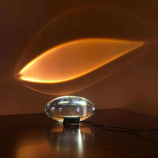 Ovale Kristallen Tafellamp Sfeervol LED-licht voor Rustige en Elegante Ruimtes-Table lamp-DeWoonVallei-Dia 16 cm x H 8 cm-Zonsondergang Rood-DeWoonVallei