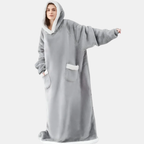 Oversized Hoodie Deken Flanellen Pullover met Zak voor Gezellige Warmte-Sleepwear-DeWoonVallei-Grijs-120 cm-DeWoonVallei