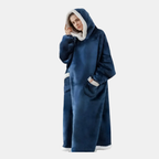 Oversized Hoodie Deken Flanellen Pullover met Zak voor Gezellige Warmte-Sleepwear-DeWoonVallei-Marineblauw-120 cm-DeWoonVallei