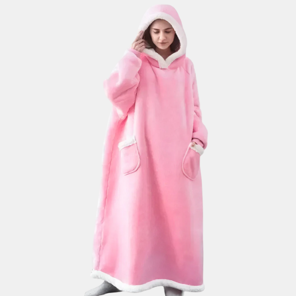 Oversized Hoodie Deken Flanellen Pullover met Zak voor Gezellige Warmte-Sleepwear-DeWoonVallei-Roze-120 cm-DeWoonVallei