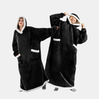 Oversized Hoodie Deken Flanellen Pullover met Zak voor Gezellige Warmte-Sleepwear-DeWoonVallei-Zwart-120 cm-DeWoonVallei