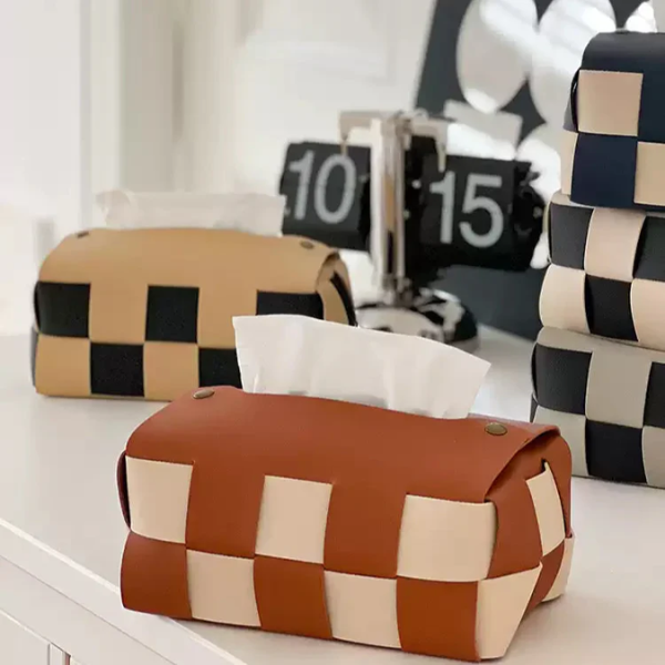 PU Leren Tissue Box Hoes Met Schakering Patroon Voor Stijlvolle Organisatie Thuis-tissue box cover-DeWoonVallei-DeWoonVallei