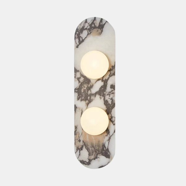Perla Marmeren Wandlamp Elegante Opaline Sfeerverlichting Luxe Design-Wall Lights-DeWoonVallei-2-Lamp 44 cm H x 12 cm-DeWoonVallei