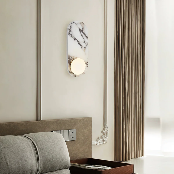 Perla Marmeren Wandlamp Elegante Opaline Sfeerverlichting Luxe Design-Wall Lights-DeWoonVallei-DeWoonVallei