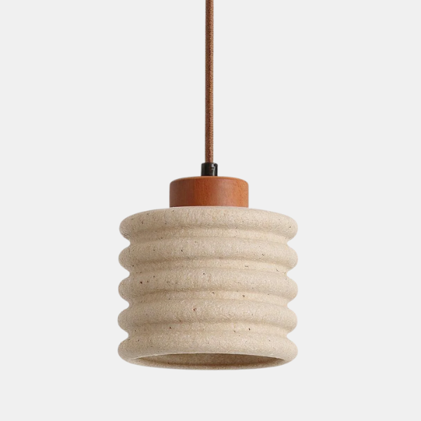 Plafondlamp van Natuursteen en Hout voor Warme Sfeerverlichting-Hanging Lamp-DeWoonVallei-DeWoonVallei
