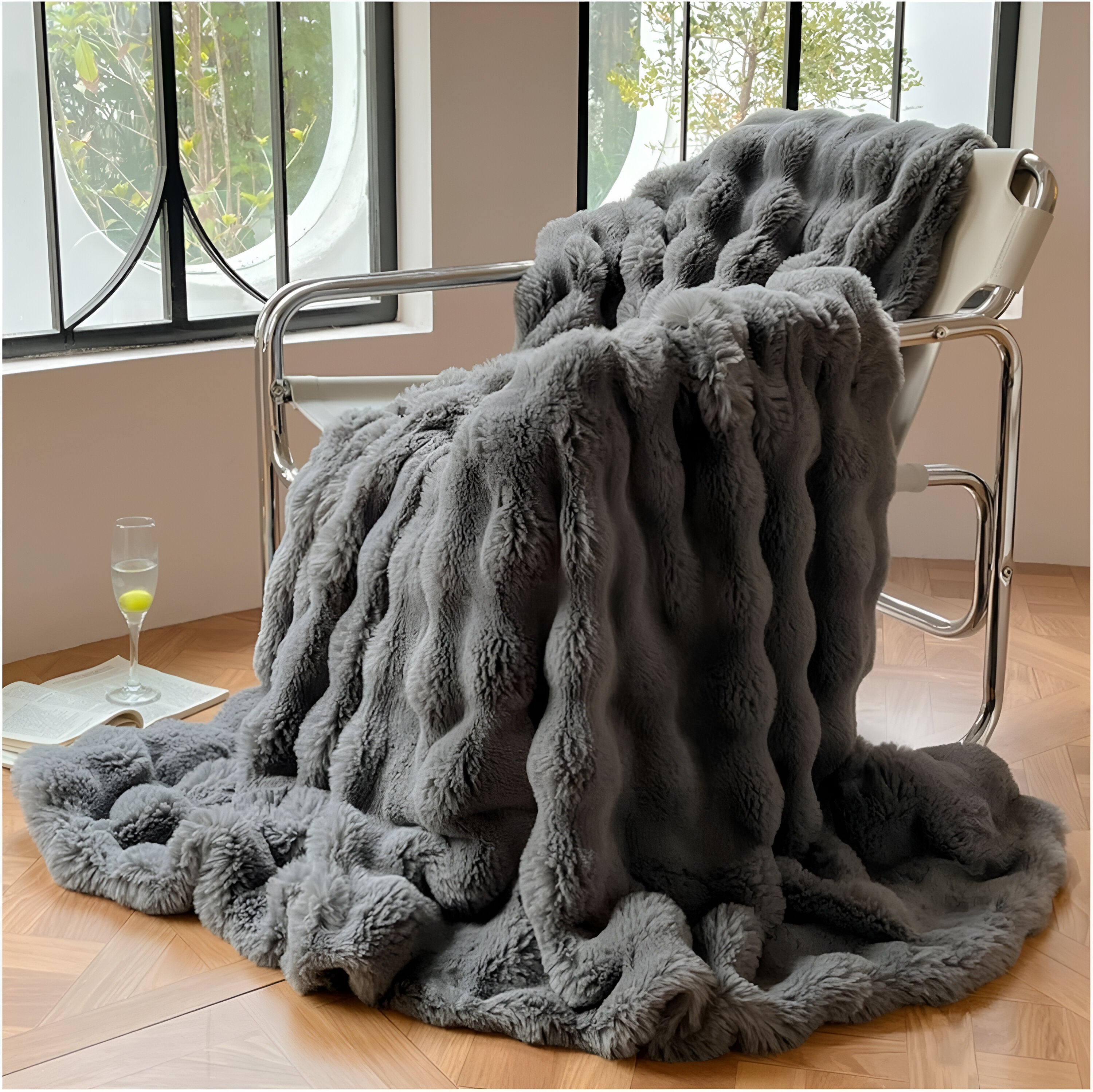Pluche Reisdeken met Draagbare Warmte – Zachte Luxe voor Bank, Bed & Onderweg-Blanket-DeWoonVallei-Donkergrijs-70x100cm-DeWoonVallei