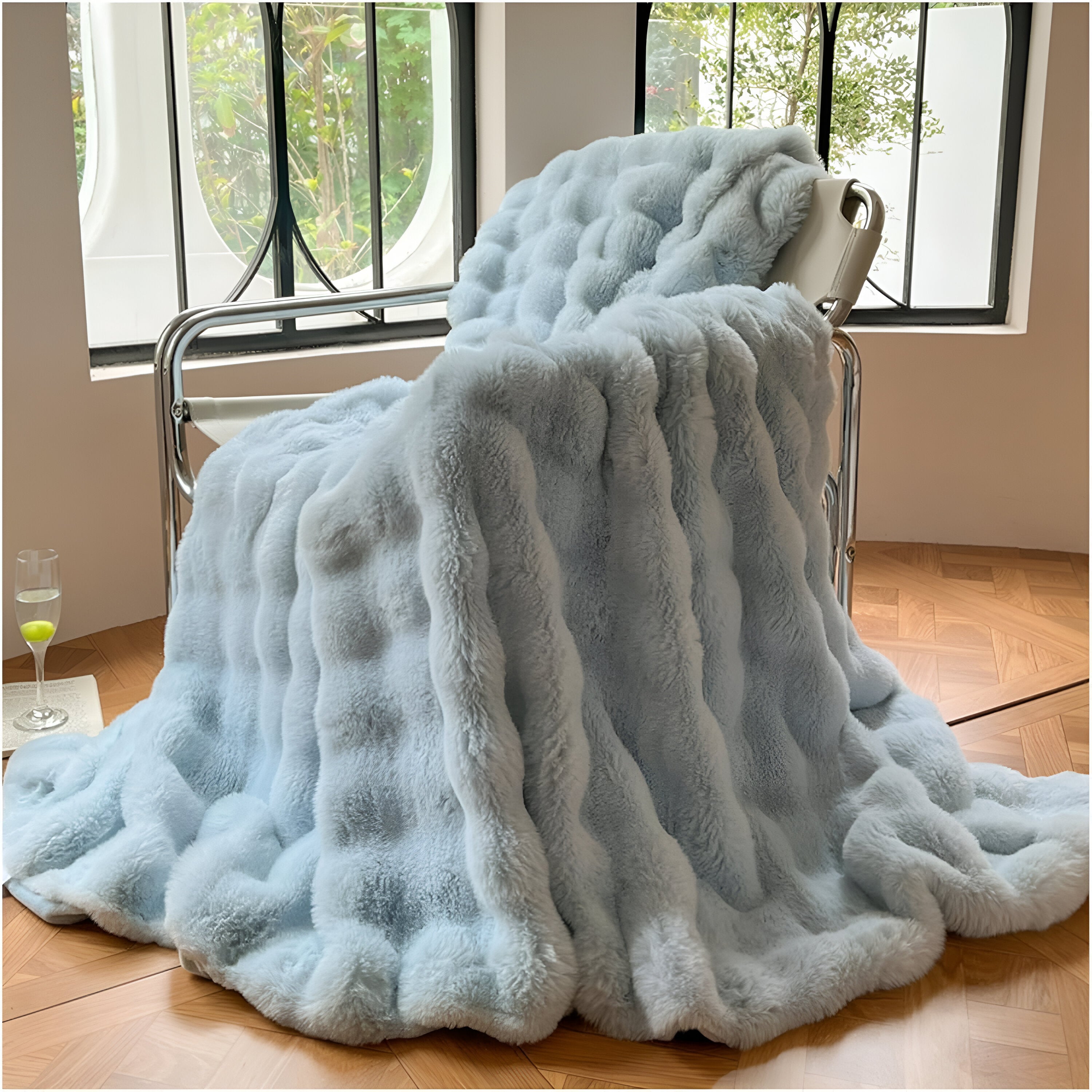 Pluche Reisdeken met Draagbare Warmte – Zachte Luxe voor Bank, Bed & Onderweg-Blanket-DeWoonVallei-Marineblauw-70x100cm-DeWoonVallei