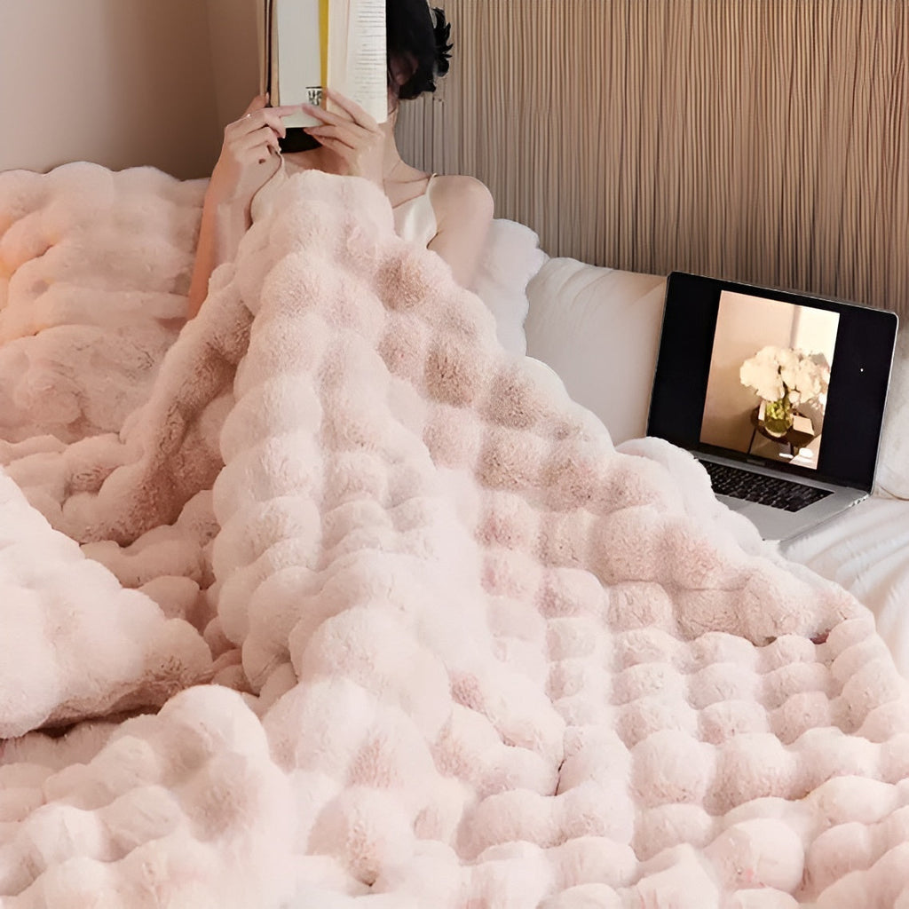 Pluche Reisdeken met Draagbare Warmte – Zachte Luxe voor Bank, Bed & Onderweg-Blanket-DeWoonVallei-Roze-70x100cm-DeWoonVallei