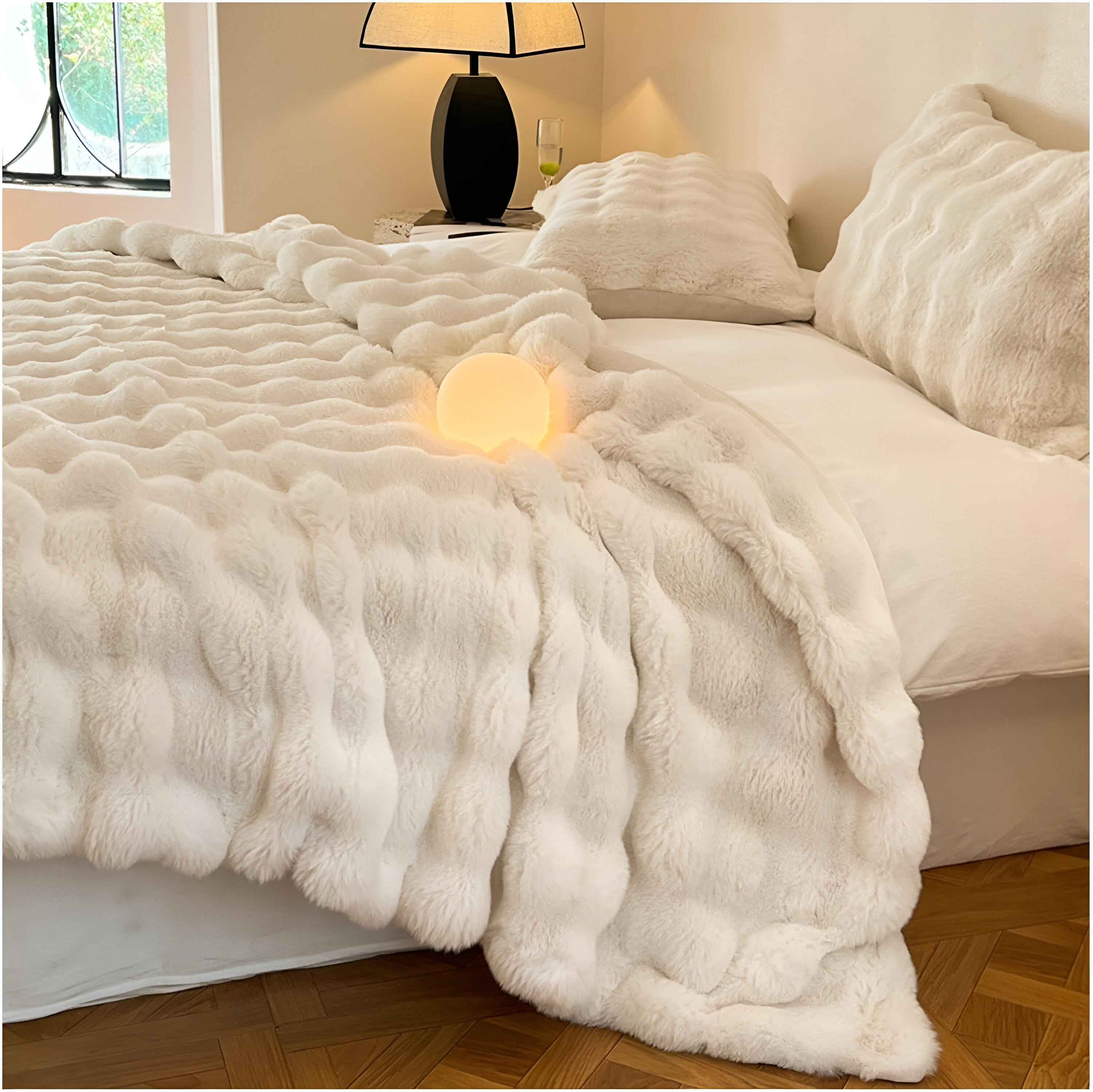 Pluche Reisdeken met Draagbare Warmte – Zachte Luxe voor Bank, Bed & Onderweg-Blanket-DeWoonVallei-Wit-70x100cm-DeWoonVallei