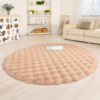 Pluche Rond Hoogpolig Vloerkleed – Zacht Scandinavisch Design in 5 Kleuren-Home & Garden-DeWoonVallei-Beige-80X80CM-DeWoonVallei