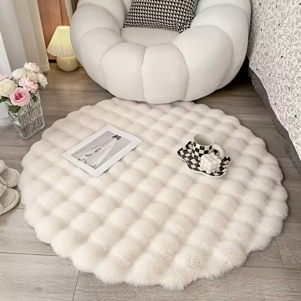 Pluche Rond Hoogpolig Vloerkleed – Zacht Scandinavisch Design in 5 Kleuren-Home & Garden-DeWoonVallei-DeWoonVallei