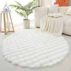 Pluche Rond Hoogpolig Vloerkleed – Zacht Scandinavisch Design in 5 Kleuren-Home & Garden-DeWoonVallei-Wit-80X80CM-DeWoonVallei