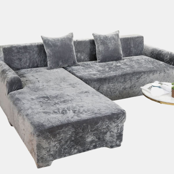 Pluche Velours Hoes voor Hoekbank Zacht Comfort & Elegante Bescherming-Slipcovers-DeWoonVallei-1-Zits 90-140 cm-Donkergrijs-DeWoonVallei