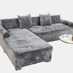 Pluche Velours Hoes voor Hoekbank Zacht Comfort & Elegante Bescherming-Slipcovers-DeWoonVallei-1-Zits 90-140 cm-Donkergrijs-DeWoonVallei