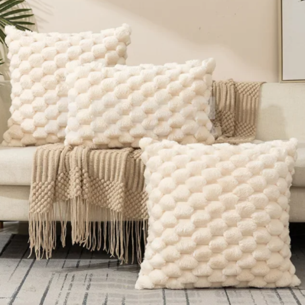 Pluche Wolk Kussenhoes Zachte Fluwelen Comfort en Elegante Stijl-Cushion Cover-DeWoonVallei-Crème-30x50cm-DeWoonVallei