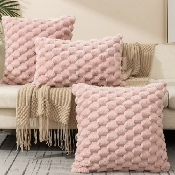 Pluche Wolk Kussenhoes Zachte Fluwelen Comfort en Elegante Stijl-Cushion Cover-DeWoonVallei-Roze-30x50cm-DeWoonVallei