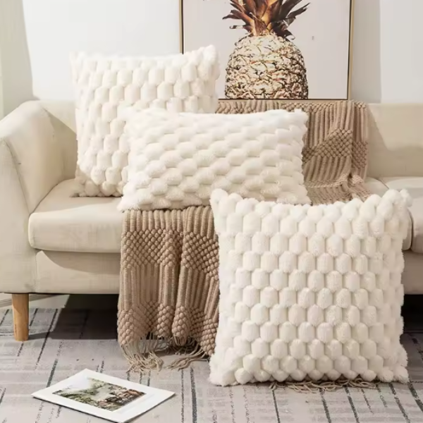 Pluche Wolk Kussenhoes Zachte Fluwelen Comfort en Elegante Stijl-Cushion Cover-DeWoonVallei-Wit-30x50cm-DeWoonVallei