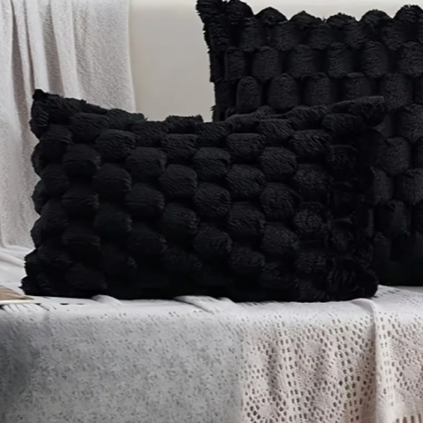 Pluche Wolk Kussenhoes Zachte Fluwelen Comfort en Elegante Stijl-Cushion Cover-DeWoonVallei-Zwart-30x50cm-DeWoonVallei