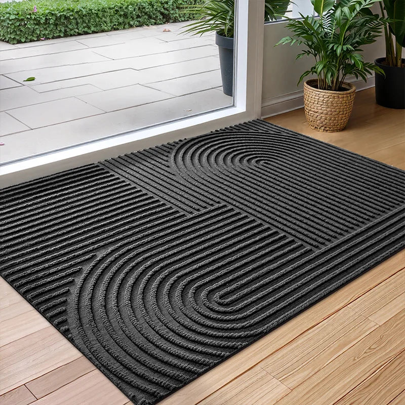 Polyester Rubber Deurmat met Antislip en Waterabsorberende Eigenschappen voor Binnen en Buiten-DeWoonVallei-Zwart-60cm x 90cm-A-DeWoonVallei