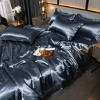 Premium Beddenset in Zijde-look met Zacht Aanvoelen voor Luxe Comfort-Bed Sheets-DeWoonVallei-Blauw-150 x 200 cm-DeWoonVallei