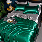 Premium Beddenset in Zijde-look met Zacht Aanvoelen voor Luxe Comfort-Bed Sheets-DeWoonVallei-Groen Zilver-150 x 200 cm-DeWoonVallei