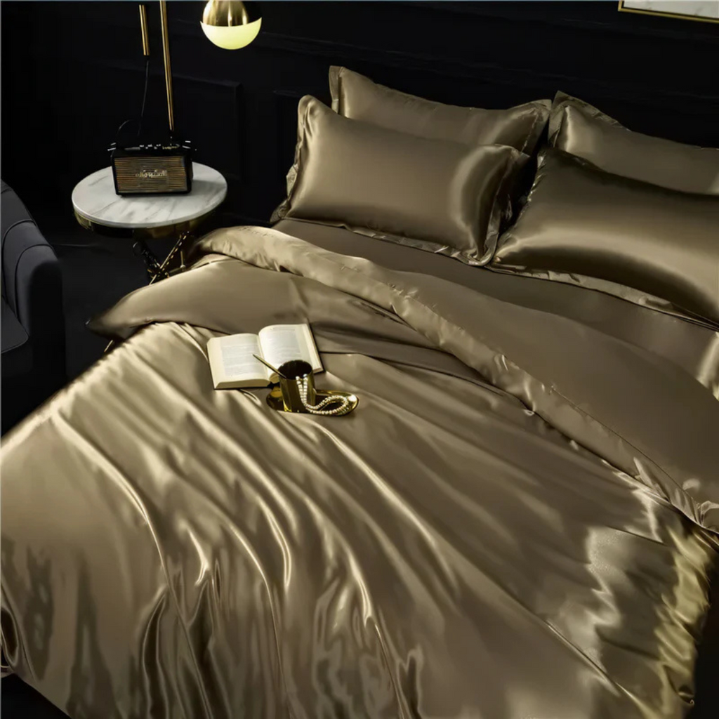 Premium Beddenset in Zijde-look met Zacht Aanvoelen voor Luxe Comfort-Bed Sheets-DeWoonVallei-Olijfgroen-150 x 200 cm-DeWoonVallei