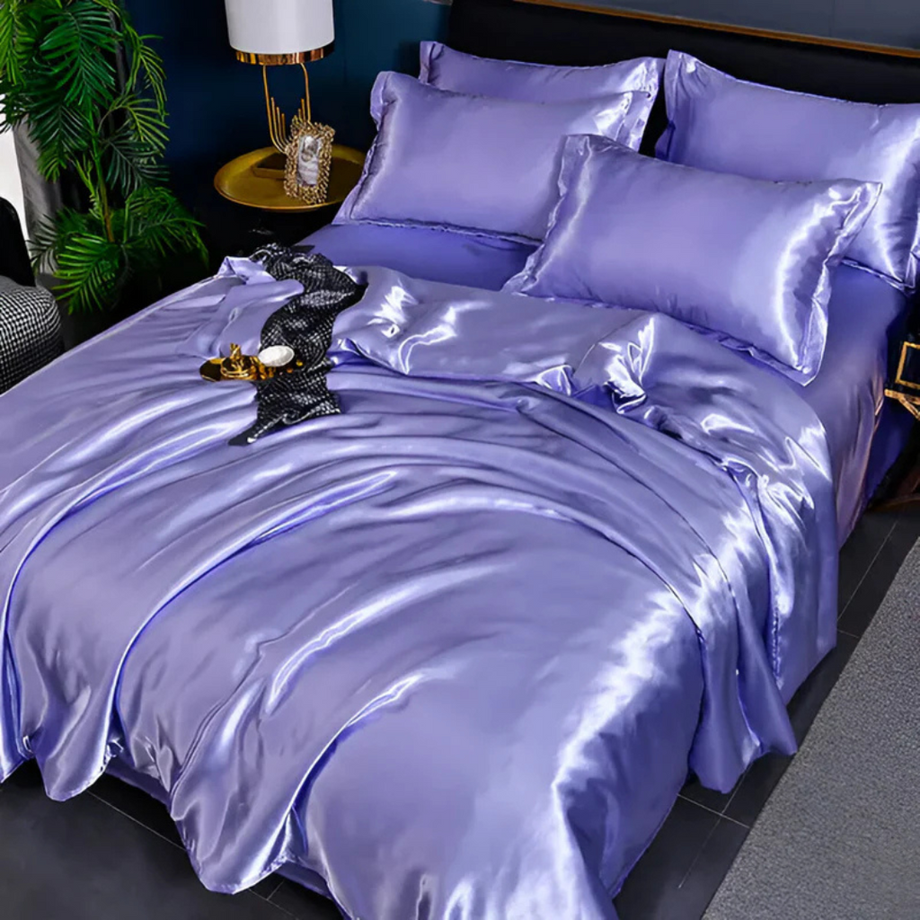 Premium Beddenset in Zijde-look met Zacht Aanvoelen voor Luxe Comfort-Bed Sheets-DeWoonVallei-Paars-150 x 200 cm-DeWoonVallei