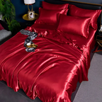 Premium Beddenset in Zijde-look met Zacht Aanvoelen voor Luxe Comfort-Bed Sheets-DeWoonVallei-Rood-150 x 200 cm-DeWoonVallei