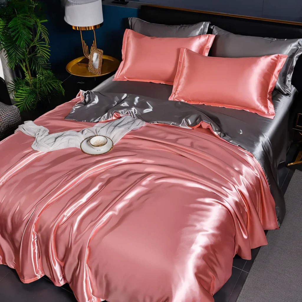 Premium Beddenset in Zijde-look met Zacht Aanvoelen voor Luxe Comfort-Bed Sheets-DeWoonVallei-Roze Zilver-150 x 200 cm-DeWoonVallei