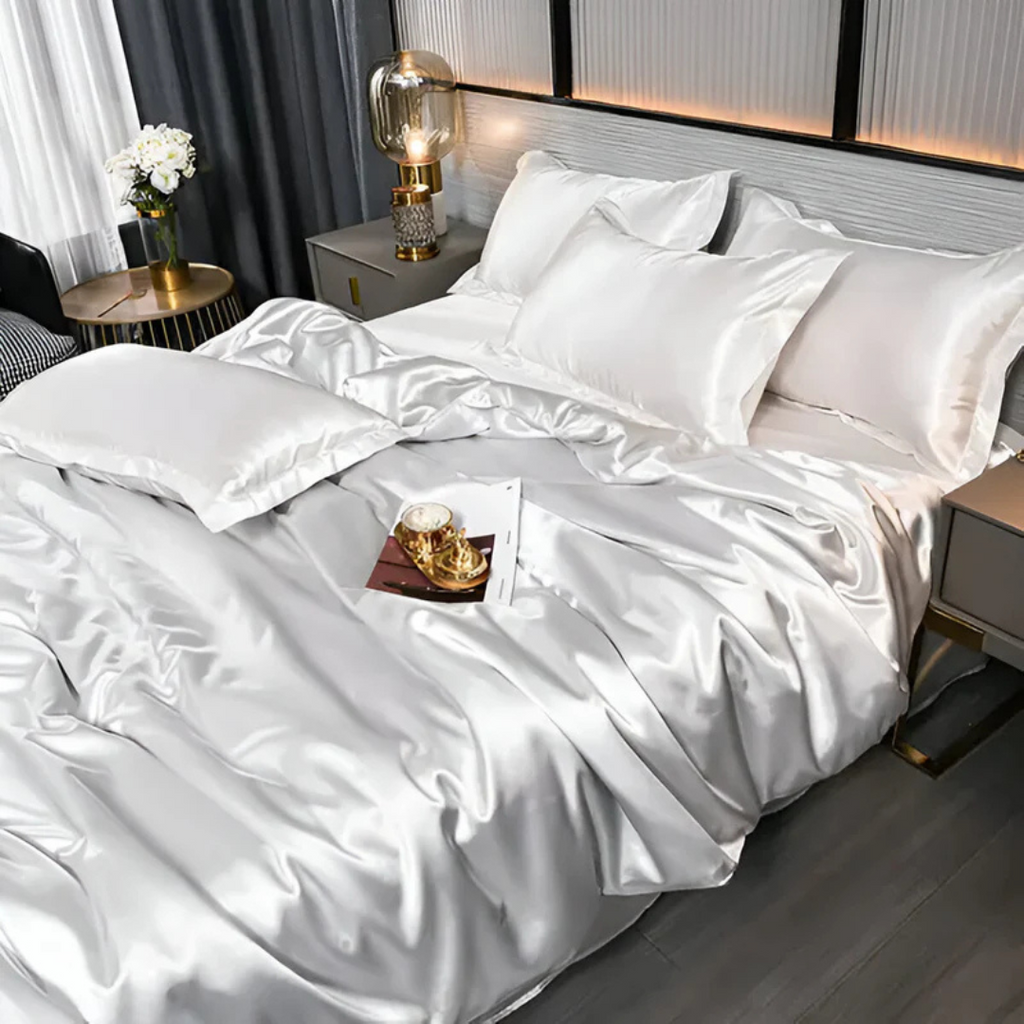 Premium Beddenset in Zijde-look met Zacht Aanvoelen voor Luxe Comfort-Bed Sheets-DeWoonVallei-Wit-150 x 200 cm-DeWoonVallei