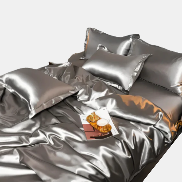 Premium Beddenset in Zijde-look met Zacht Aanvoelen voor Luxe Comfort-Bed Sheets-DeWoonVallei-Zilver-150 x 200 cm-DeWoonVallei