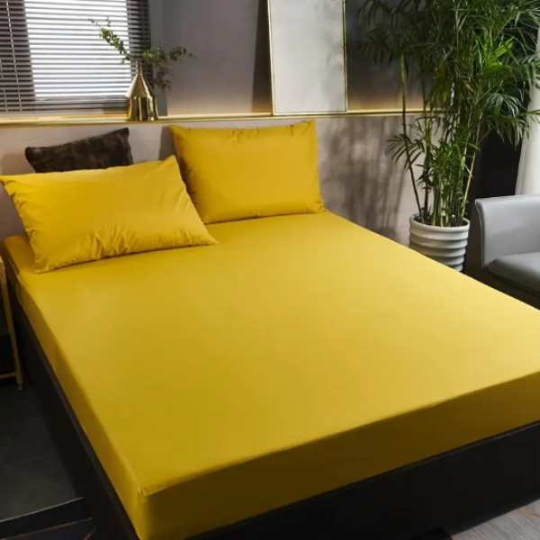 Premium Comfort Hoeslaken Set Zachte Ademende Stof voor een Rustige Slaap-Bed Sheets-DeWoonVallei-Felgeel-90×200 cm-DeWoonVallei