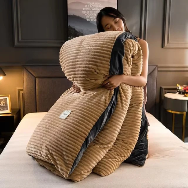 Premium Fluwelen Fleece Beddenset Zacht, Warm & Gezellig Dekbedovertrek voor Diepe Slaapcomfort-Bedding-DeWoonVallei-Beige-150x200cm including 2 pillow covers-DeWoonVallei