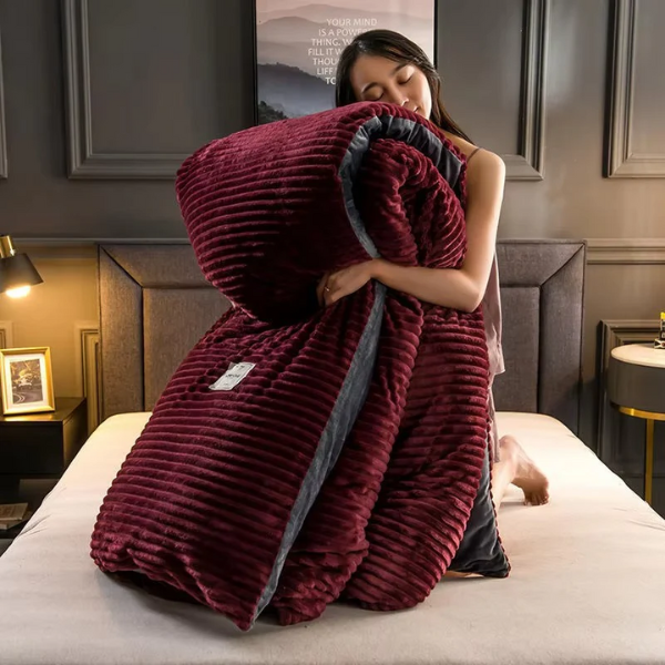 Premium Fluwelen Fleece Beddenset Zacht, Warm & Gezellig Dekbedovertrek voor Diepe Slaapcomfort-Bedding-DeWoonVallei-Bourgondisch rood-150x200cm including 2 pillow covers-DeWoonVallei
