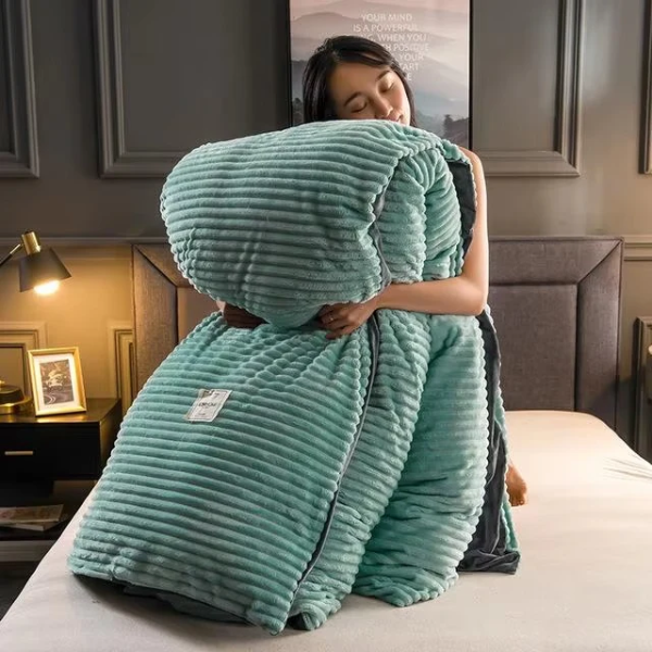 Premium Fluwelen Fleece Beddenset Zacht, Warm & Gezellig Dekbedovertrek voor Diepe Slaapcomfort-Bedding-DeWoonVallei-Jadegroen-150x200cm including 2 pillow covers-DeWoonVallei