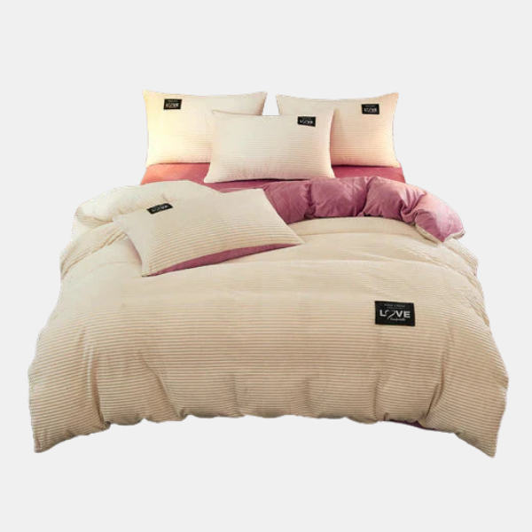 Premium Fluwelen Fleece Beddenset Zacht, Warm & Gezellig Dekbedovertrek voor Diepe Slaapcomfort-Bedding-DeWoonVallei-Wit crème-150x200cm including 2 pillow covers-DeWoonVallei