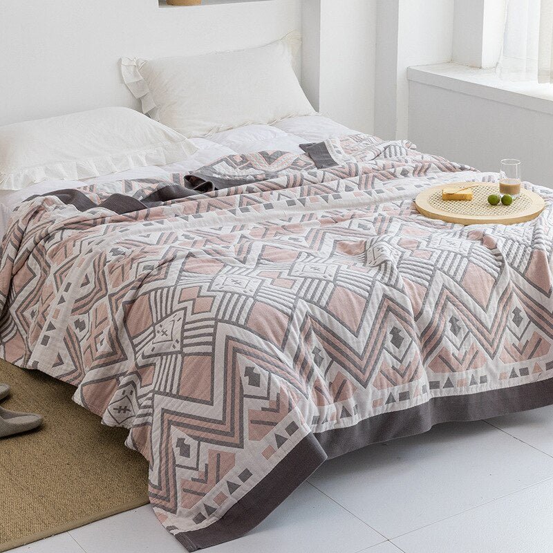 Premium Katoenen Deken met Japans Design – Elegante Warmte & Luxe Comfort voor Thuis-Blankets-DeWoonVallei-Azteekse roos-150x200cm-DeWoonVallei